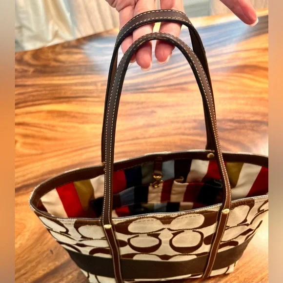 Coach Women's Tan and Brown Signature Tote Bag Purse With Hangtag Stunning - Picture 12 of 15